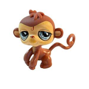Littlest Pet Shop # 485 Brown Monkey Blue Eyes LPS READ